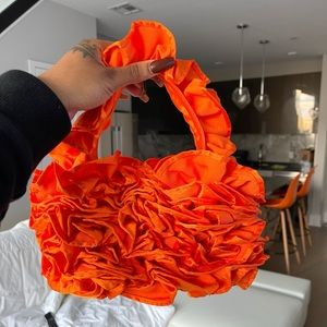 ZARA RUFFLED FABRIC SHOULDER BAG